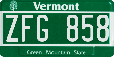 VT license plate ZFG858
