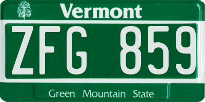 VT license plate ZFG859