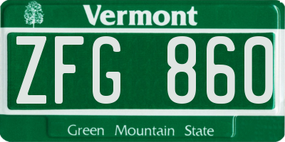 VT license plate ZFG860
