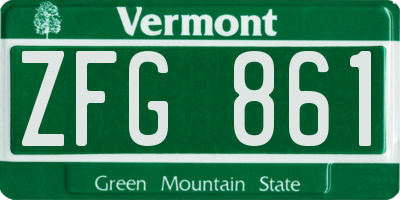 VT license plate ZFG861
