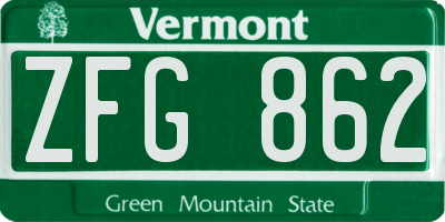 VT license plate ZFG862