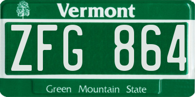 VT license plate ZFG864