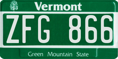 VT license plate ZFG866
