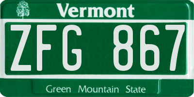 VT license plate ZFG867