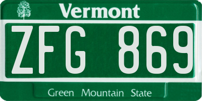 VT license plate ZFG869
