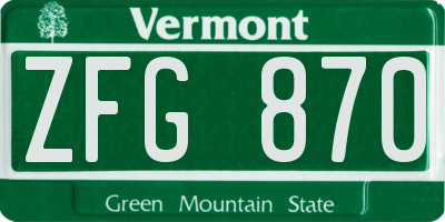 VT license plate ZFG870