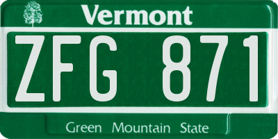 VT license plate ZFG871
