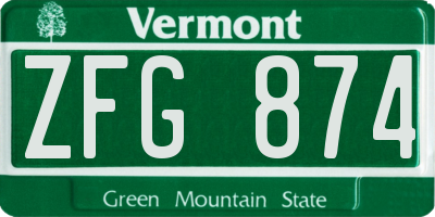 VT license plate ZFG874