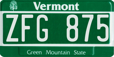 VT license plate ZFG875