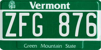VT license plate ZFG876