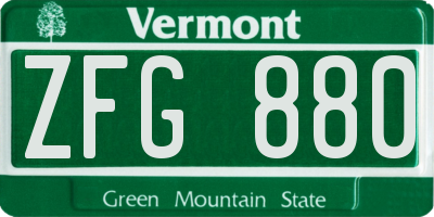 VT license plate ZFG880