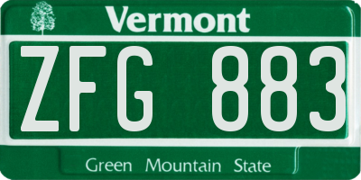VT license plate ZFG883