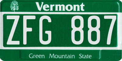 VT license plate ZFG887