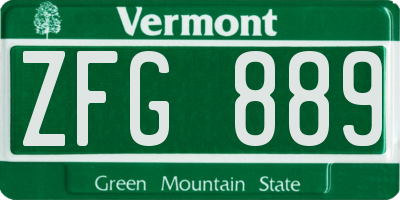 VT license plate ZFG889