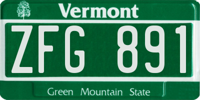 VT license plate ZFG891