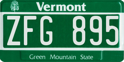 VT license plate ZFG895