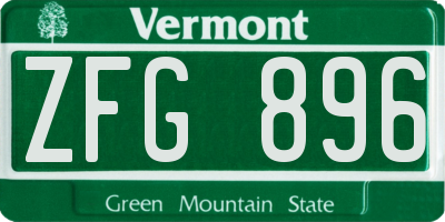 VT license plate ZFG896
