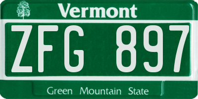 VT license plate ZFG897