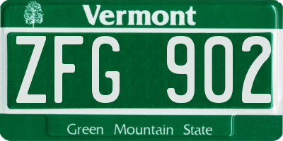 VT license plate ZFG902