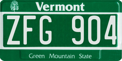 VT license plate ZFG904