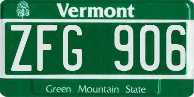 VT license plate ZFG906