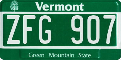 VT license plate ZFG907