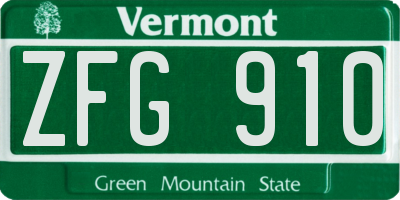 VT license plate ZFG910