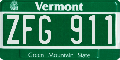 VT license plate ZFG911