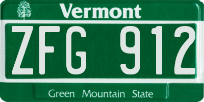VT license plate ZFG912