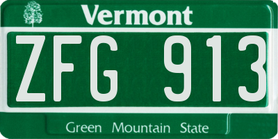 VT license plate ZFG913