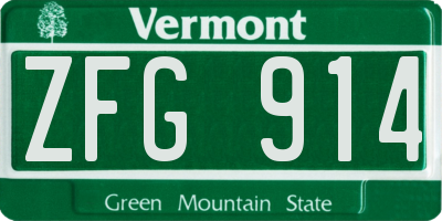 VT license plate ZFG914