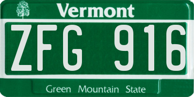 VT license plate ZFG916