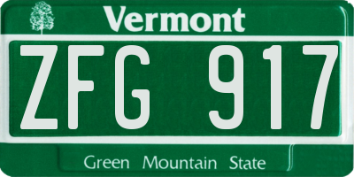 VT license plate ZFG917