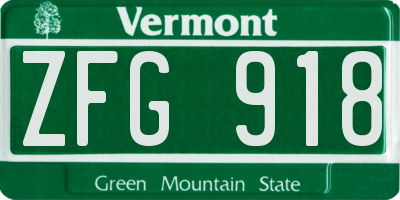 VT license plate ZFG918