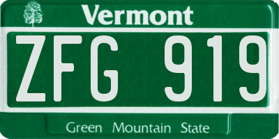 VT license plate ZFG919