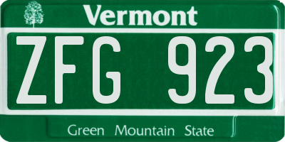 VT license plate ZFG923