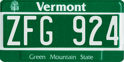 VT license plate ZFG924