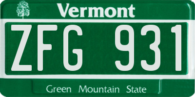 VT license plate ZFG931
