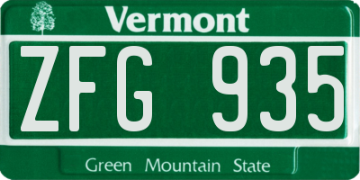 VT license plate ZFG935
