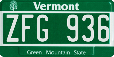 VT license plate ZFG936