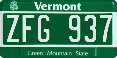 VT license plate ZFG937