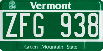 VT license plate ZFG938