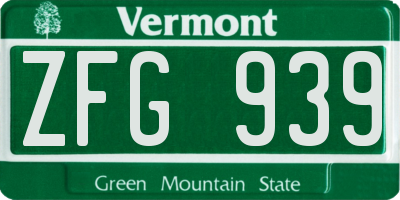 VT license plate ZFG939