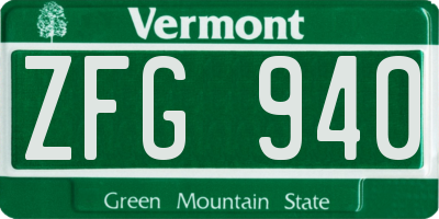 VT license plate ZFG940