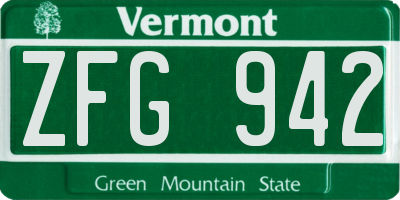 VT license plate ZFG942