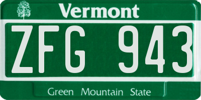 VT license plate ZFG943
