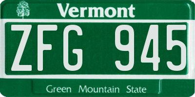 VT license plate ZFG945
