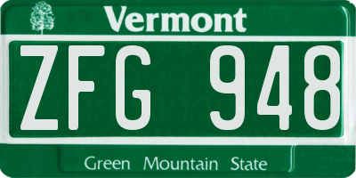 VT license plate ZFG948