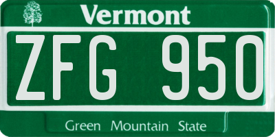 VT license plate ZFG950