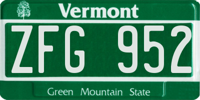 VT license plate ZFG952